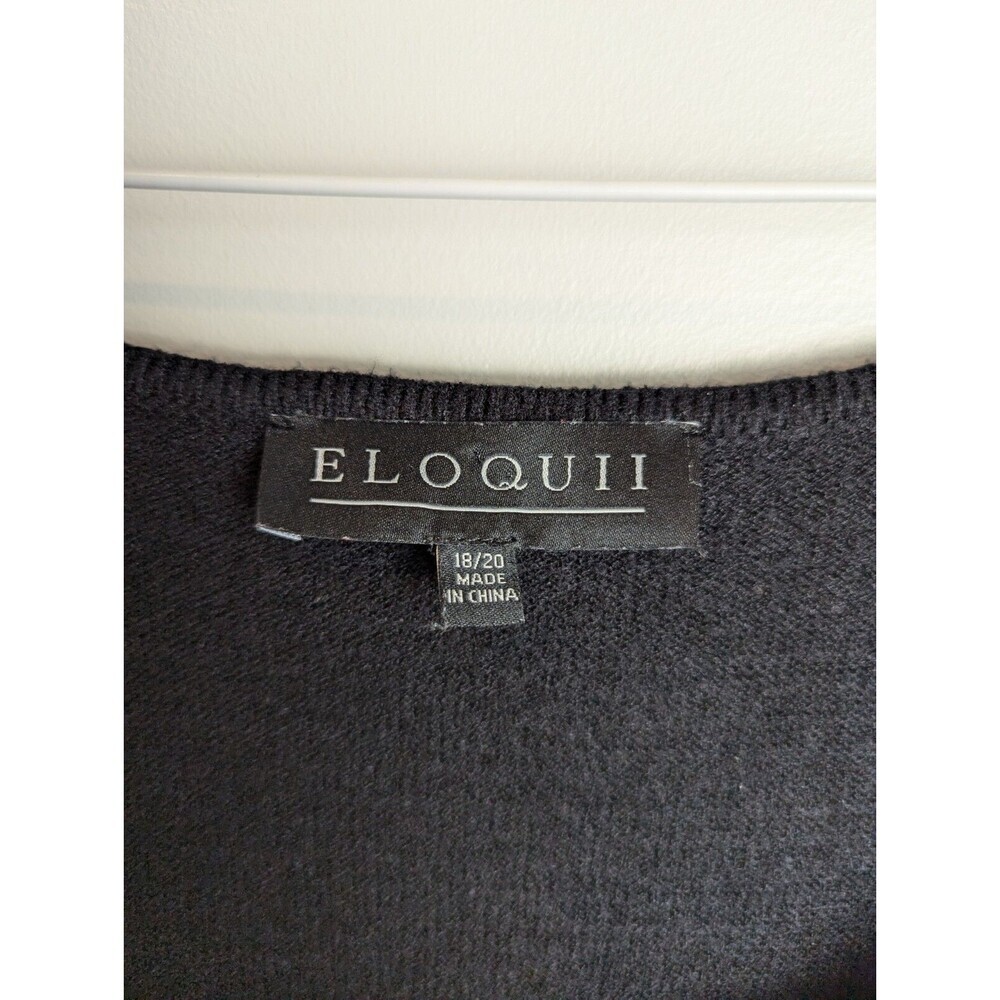 Eloquii Square Neck Slim Sleeve Puff Shoulder Sweater 18/20 Black‎ Knit Elegant - Picture 3 of 8